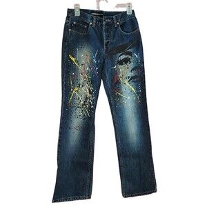 Express Jeans Womans Paint Splatter Face Size 5/6